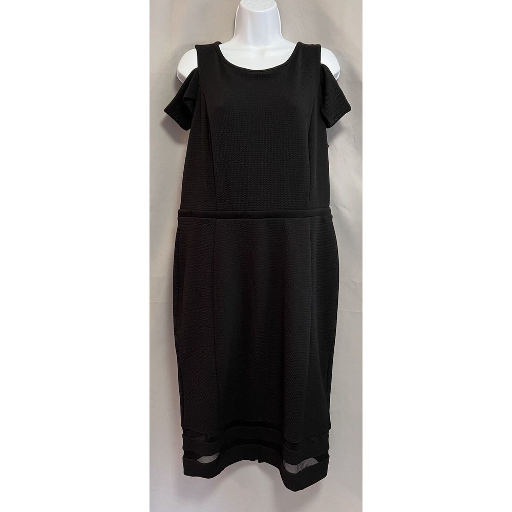 Nicole Miller Womens Cold Shoulder Sleeveless Midi Dress Black Size X-Large NWT
